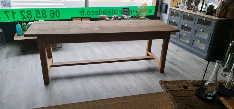 Large farmhouse table in raw solid oak