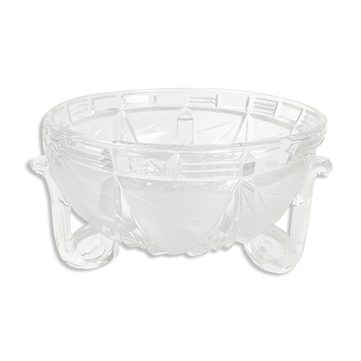 Libochovice Art Deco crystal salad bowl, 1930s, Czechoslovakia