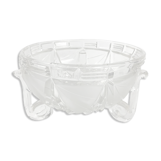 Libochovice Art Deco crystal salad bowl, 1930s, Czechoslovakia