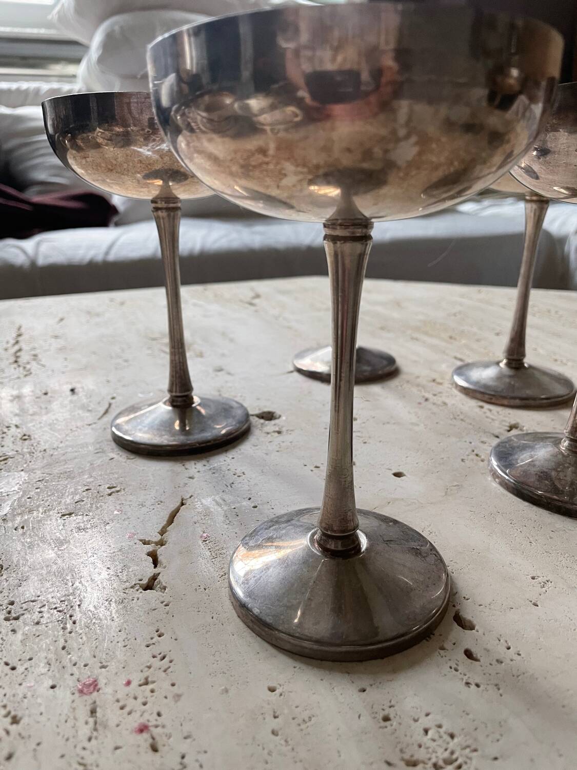 8 coupes à glace plaqué argent, italie