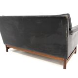 Scandinavian leather sofa 2 seater, Sweden, 1950
