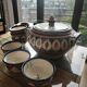 Ceramic soup tureen with its 6 bowls