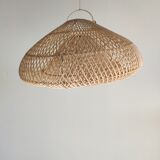 Small rattan lampshade in the shape of a braided hat