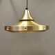 Danish Hanging lamp from the 80s in gold-coloured aluminium with hard-pressed plastic bottom grid an