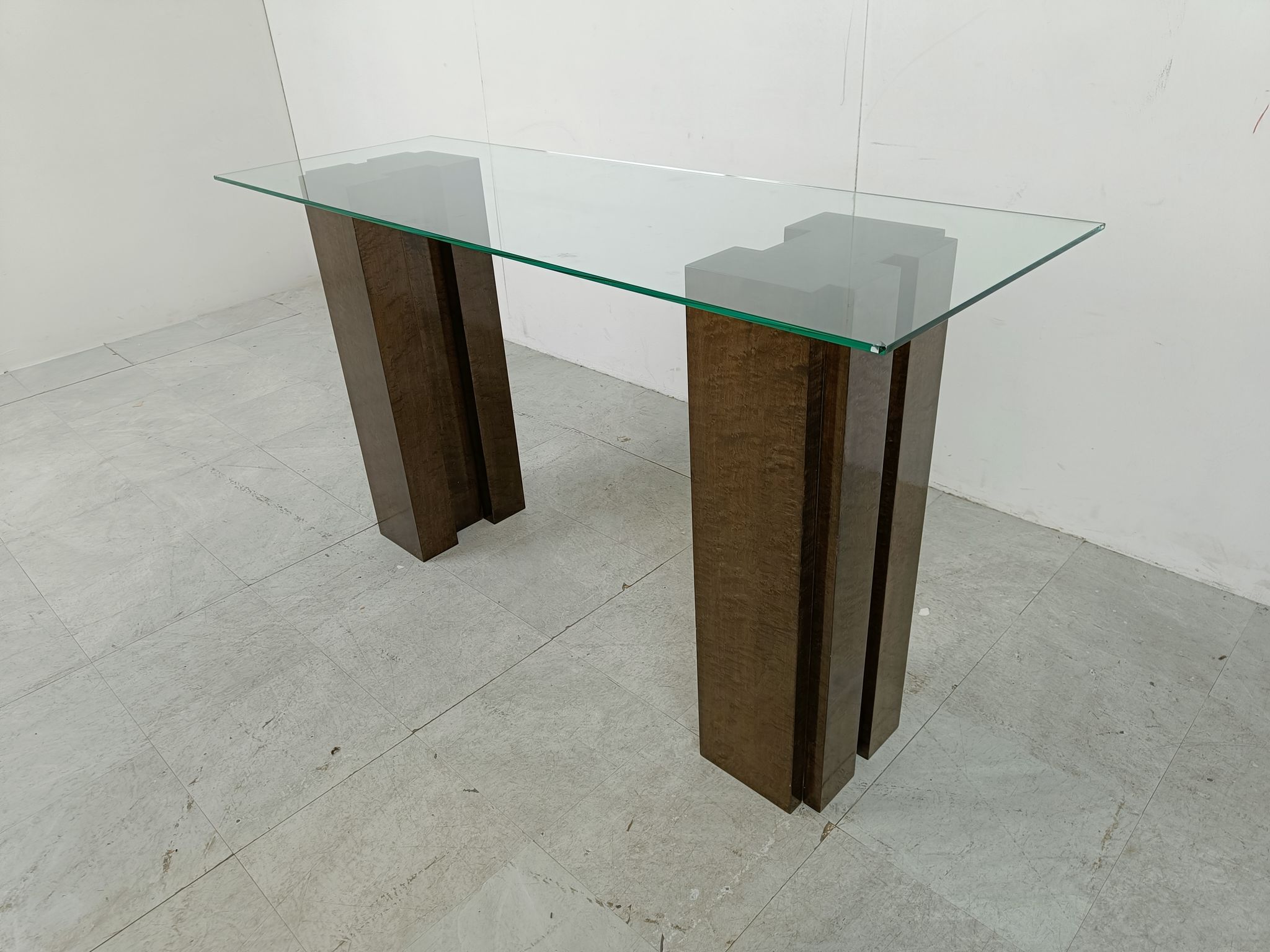 Vintage burl wood console, 1980s