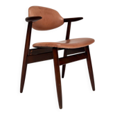 Chaise en cuir couleur marron en forme de corne de vache, années 1970