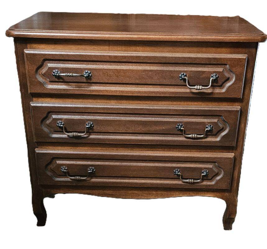 Stained Wooden Chest of Drawers with 3 Drawers
