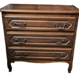 Stained Wooden Chest of Drawers with 3 Drawers