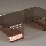 Vintage Michel Dumas plexiglass and glass coffee table for Roche Bobois, 1970s