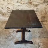 Table d'appoint ancienne française en noyer / Petite table d'écriture – Noyer teinté noir avec des nuances rougeâtres – Fin XIXe / début XXe siècle