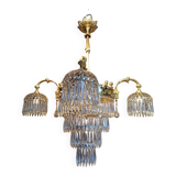 Lustre à pampilles ancien cristal est bronze époque XIXeme