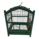 Ancienne petite cage à oiseaux verte en bois