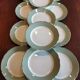 12 flat plates Villeroy & Boch Mettlach celadon green and vintage gold 1960s