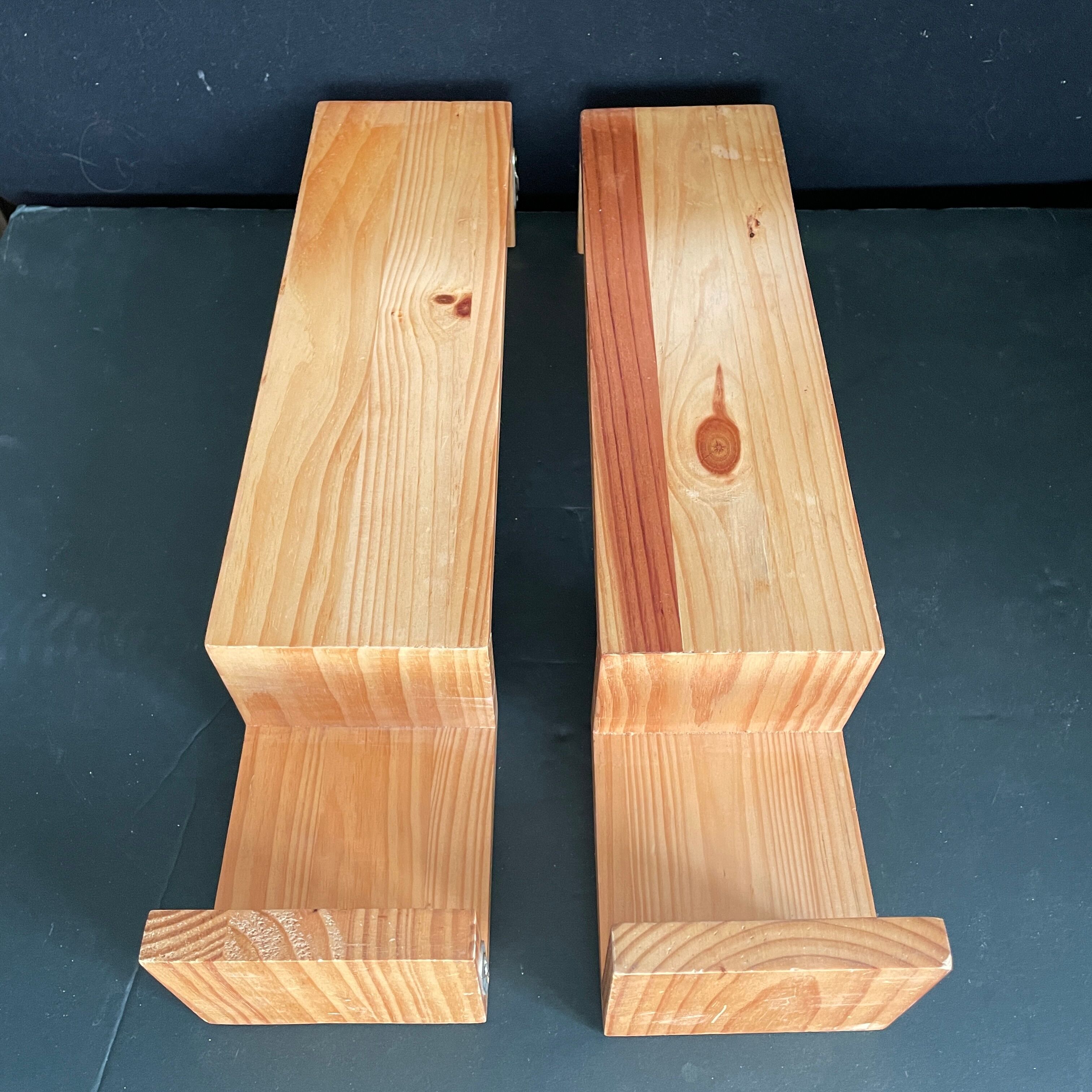 Pair wooden wall shelves 1970