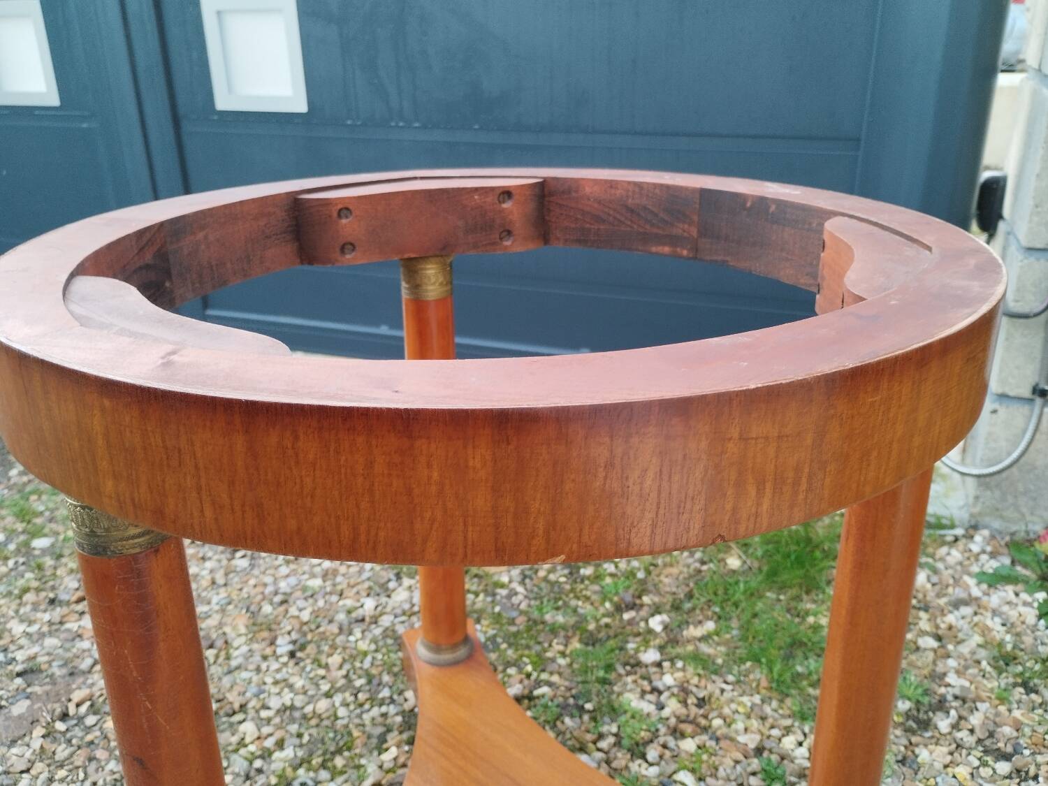 Empire style pedestal table with marble top