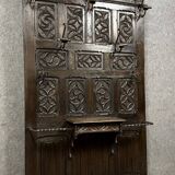 Neo-Gothic coat rack in carved oak, 19th century