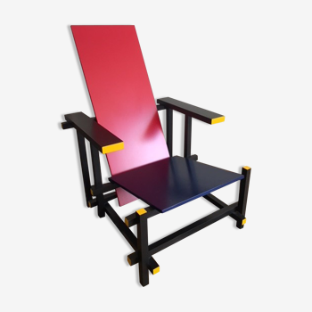 Armchair red and blue by Gerrit Rietveld for Cassina