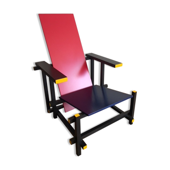 Armchair red and blue by Gerrit Rietveld for Cassina