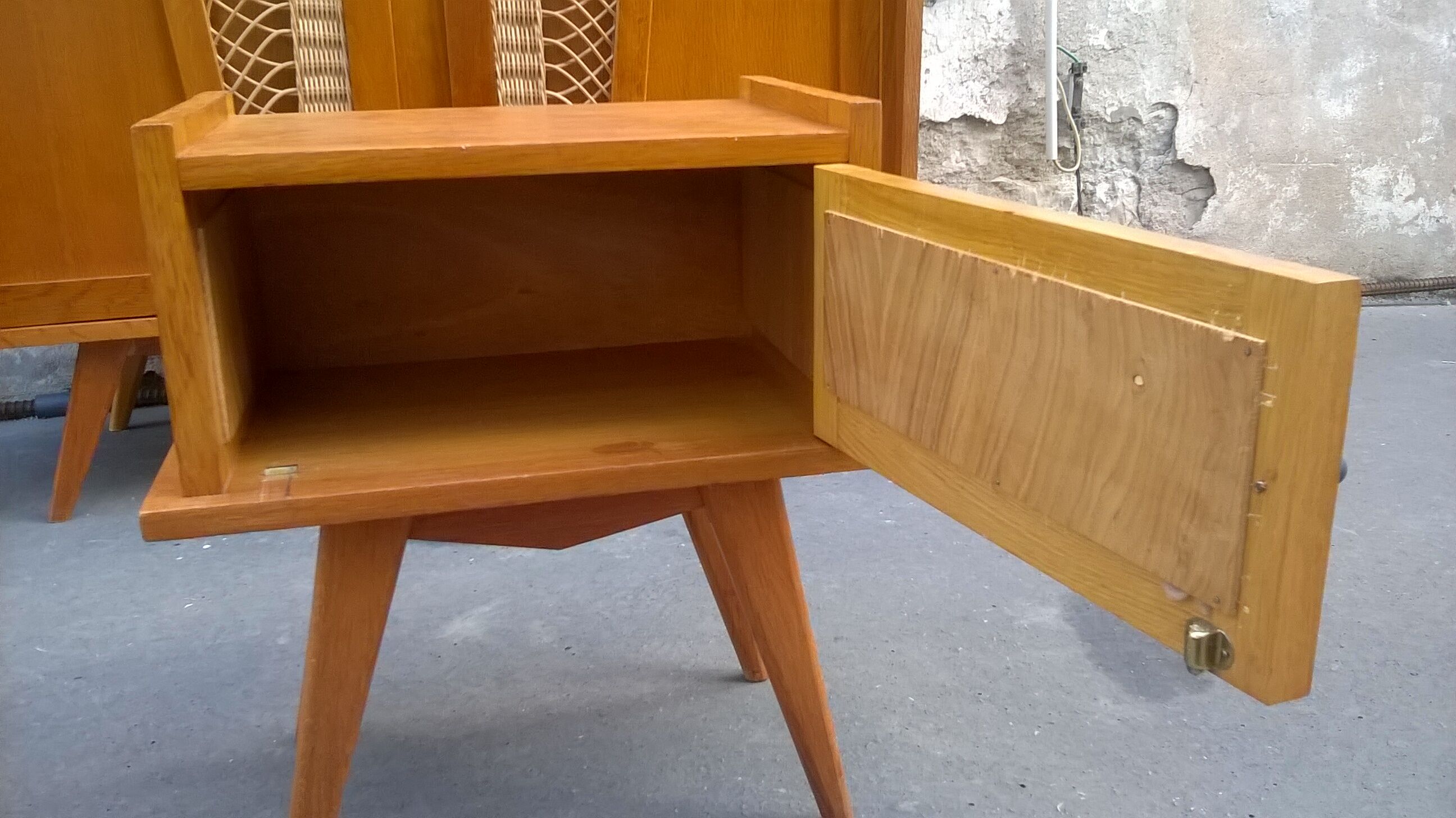 Vintage rattan bedside