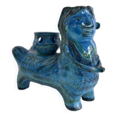 Aldo Londi for Bitossi Rimini Blu Ceramic Plant Centaur Sculpture, Italy, 1