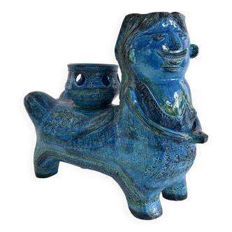 Aldo Londi for Bitossi Rimini Blu Ceramic Plant Centaur Sculpture, Italy, 1