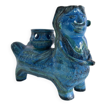 Sculpture de centaure en céramique bleue d'Aldo Londi pour Bitossi Rimini, Italie, 1