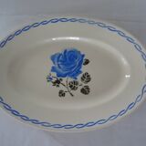 Oval flat earthenware blue flowers 519112 Badonviller