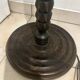 Vintage turned carved wooden floor lamp — Brutalist / Rustic style