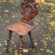 19th-century Renaissance carved oak desk with chair