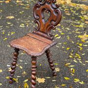 19th-century Renaissance carved oak desk with chair