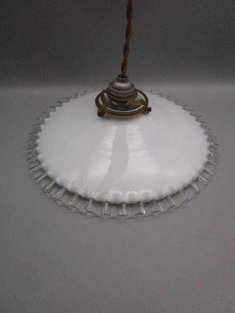 Antique white opaline pendant light