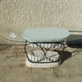Greek column console in forge iron and glass