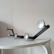 Vintage 1950s wall coat rack, wrought iron with chiselled details and solid aluminium.