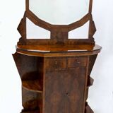 Buffet Art déco italien en noyer et bruyère avec miroir, début du XXe siècle