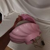 Pink shell and opaline pearl lamp, Saint-Jacques, France, 1970