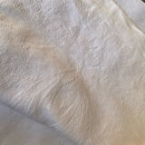 White cotton and linen tablecloth with central monogram from the 1960s.