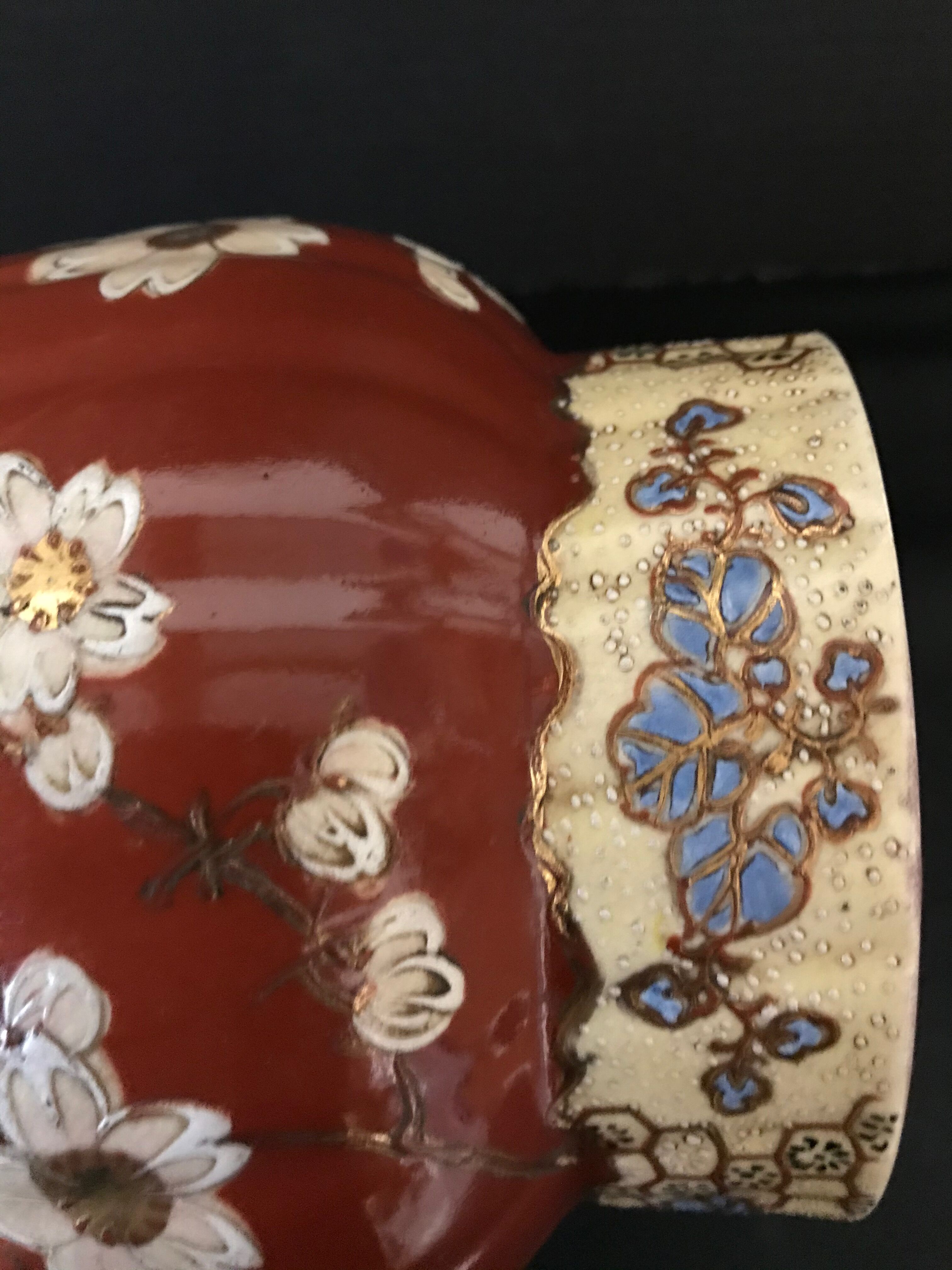 Vase - enamelled faïence with hand-painted gilding