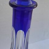 Pair of cobalt blue crystal decanters