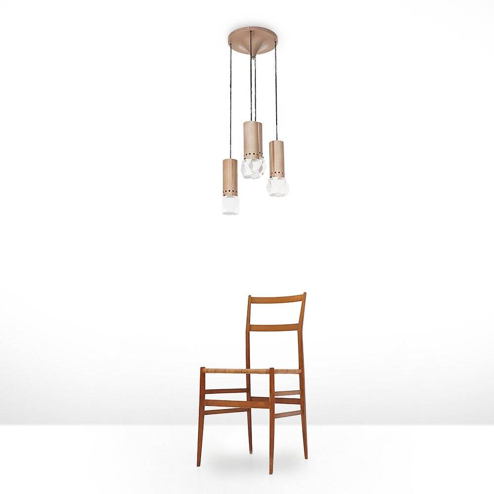 Chandelier with 4 pendants and acrylic glass diffusers by Gaetano Missaglia, 1960s.