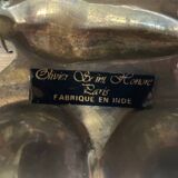 XL butterfly-shaped brass cloisonné trinket tray