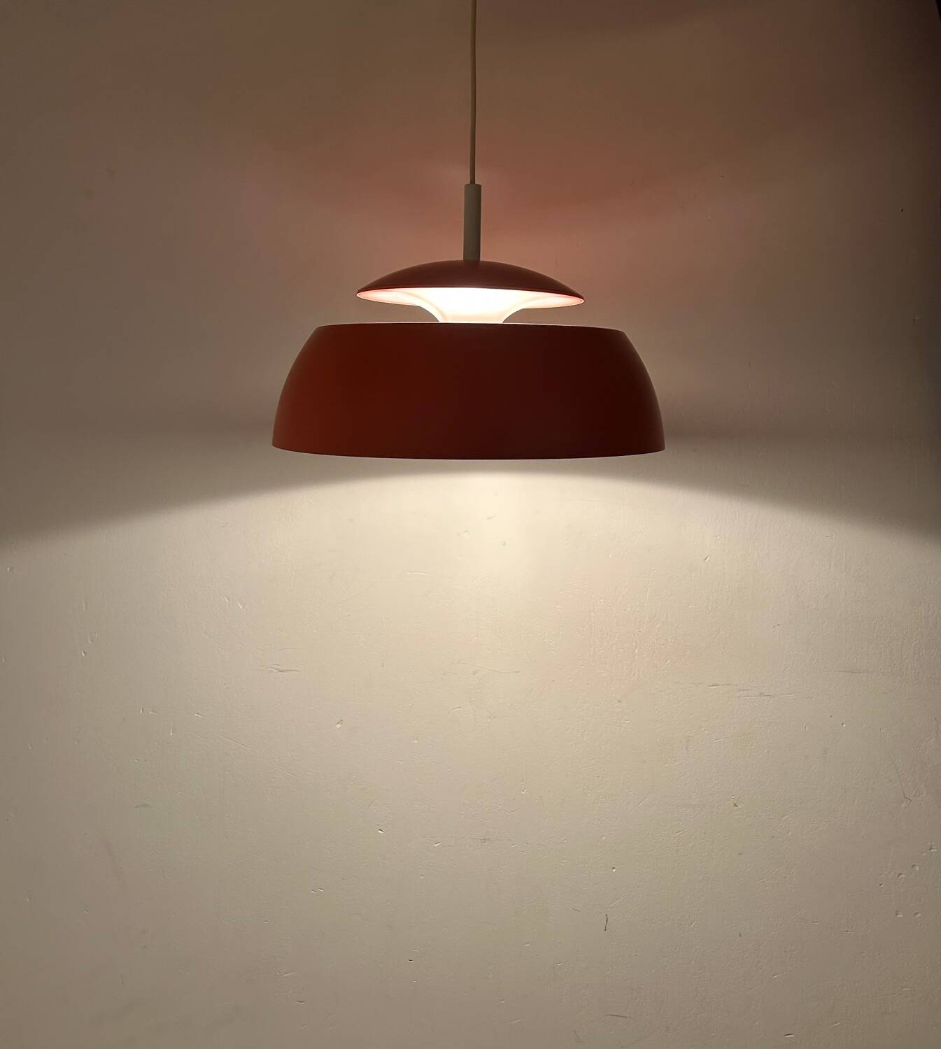 Vintage pendant Temde Leuchten orange metal