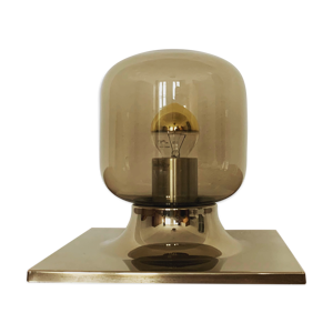 plafonnier en verre fumé des années 1970 par Staff