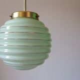 Pale green and golden opaline pendant lamp