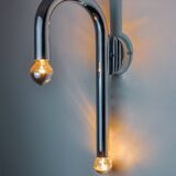 Space-age tubular wall lamp, chromed metal, Italy, 1970