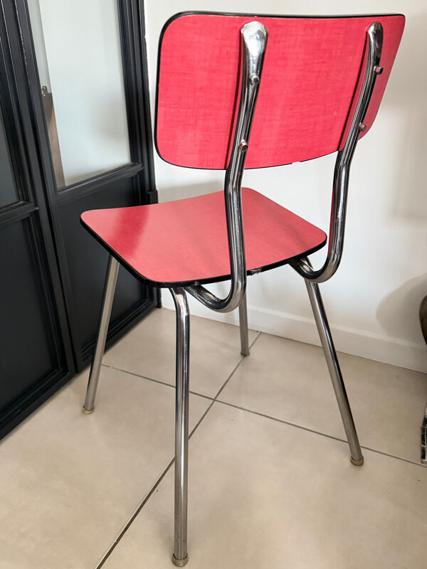 Chaise en Formica rouge vintage