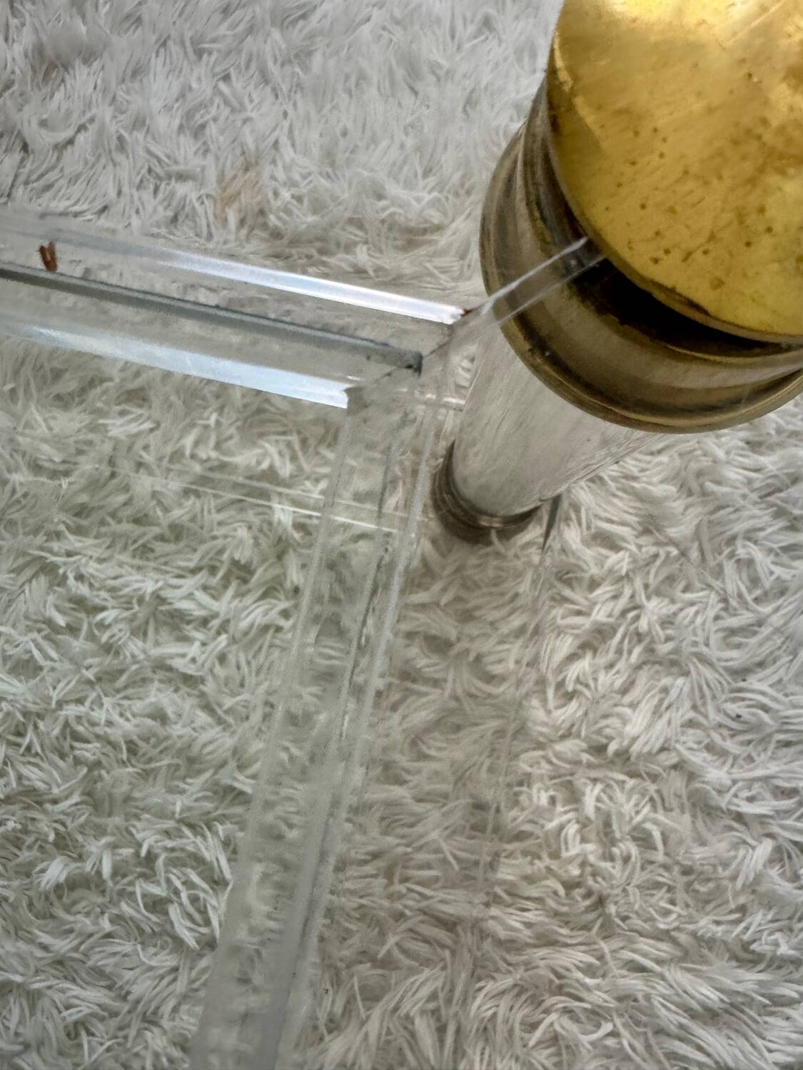 70s brass plexi coffee table