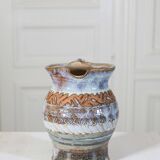 Enameled chamotte stoneware jug by Catherine Allouin
