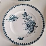 Set of 6 old flat ironstone plates from St Amandinoise, Louis XV