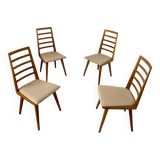 Set of 4 Scandinavian design beech chairs from the 70s vintage