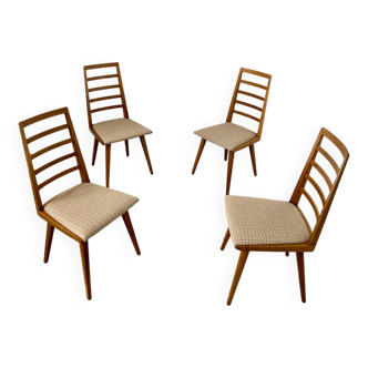 Set of 4 Scandinavian design beech chairs from the 70s vintage